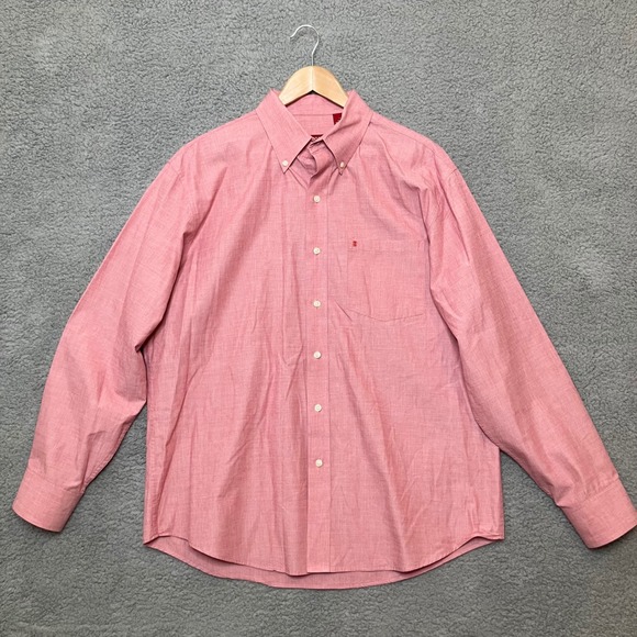 Izod Other - IZOD Luxury Sport Button Up Dress Shirt Men L Pink Red Cotton Long Sleeve Oxford